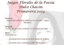 La Asociación El Castellar convoca los Juegos Florales de la Poesía 'Dulce Chacón' Primavera 2024