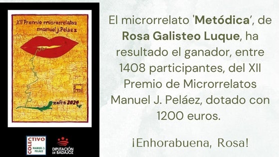 Rosa Galisteo Luque gana el XII Concurso de Microrrelatos con 'Metódica'