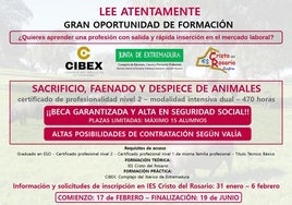 El IES Cristo del Rosario y Cibex formarán en materia de sacrificio, faenado y despiece de animales