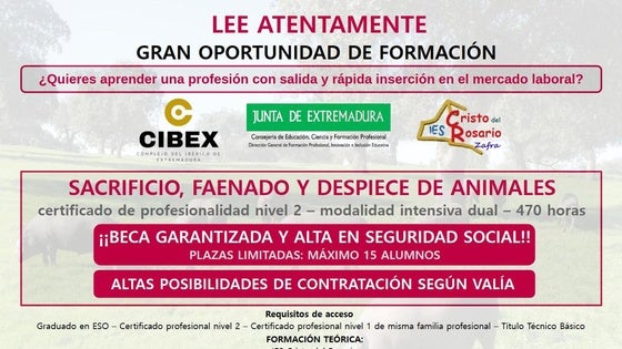 El IES Cristo del Rosario y Cibex formarán en materia de sacrificio, faenado y despiece de animales