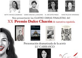 Las obras finalistas del XX Premio de Narrativa Dulce Chacón serán presentadas en el Parador