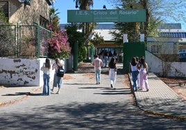 Algunos alumnos entrando en uno de los institutos