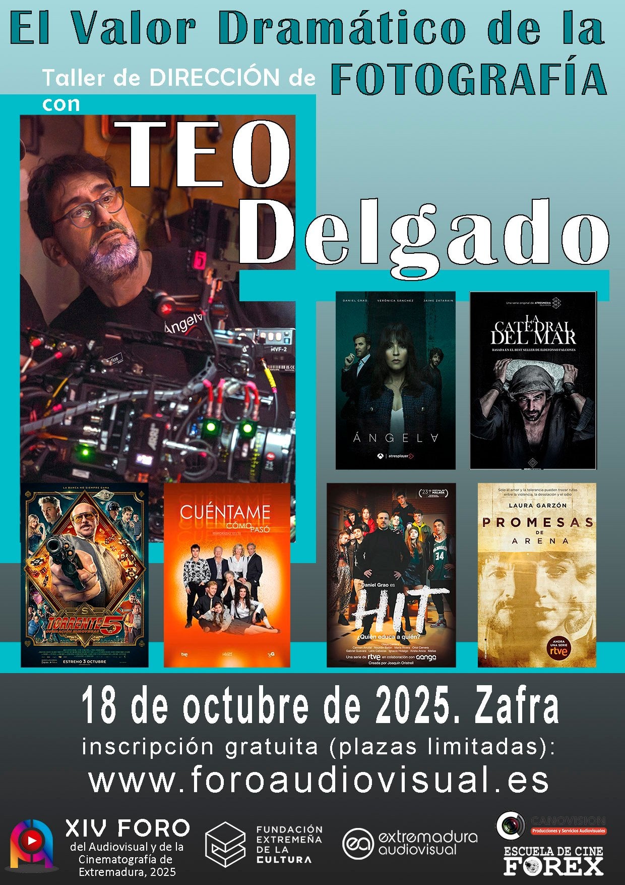 El XIV Foro del Audiovisual organiza un taller de dirección de fotografía con Teo Delgado