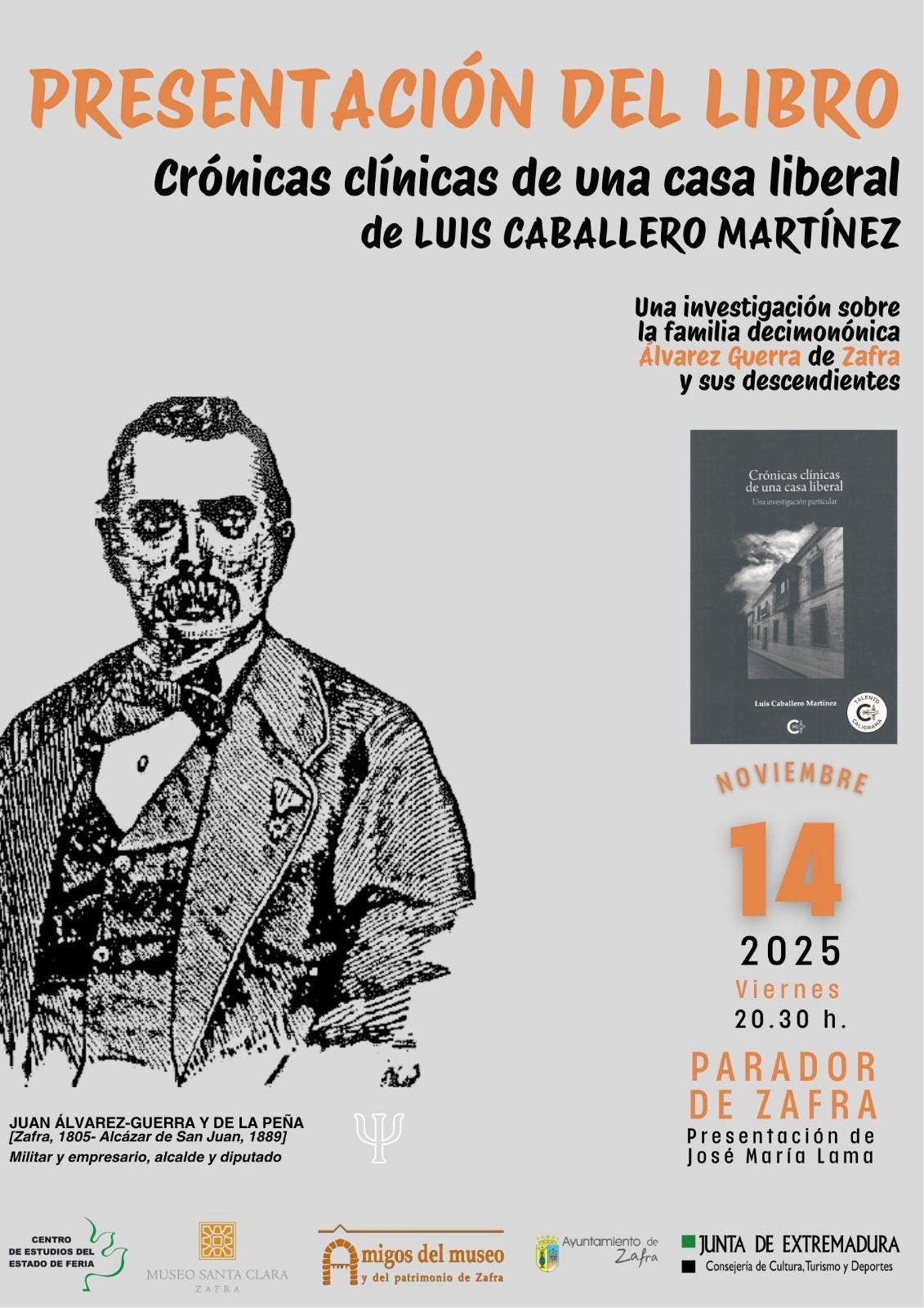 El libro 'Crónicas clínicas de una casa liberal', de Luis Caballero Martínez, será presentado en el Parador
