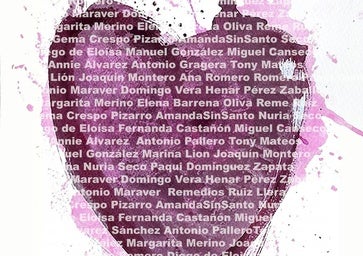 Cartel con todos los artistas que forman parte de la exposción