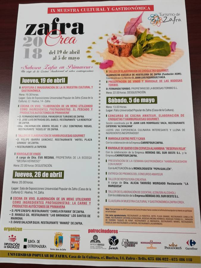 La IX edición de Zafra Crea será del 19 de abril al 5 de mayo