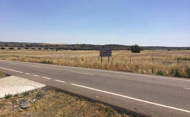 Suelo industrial del polígono de Alconera, zona elegida para el matadero de ibérico por la empresa.