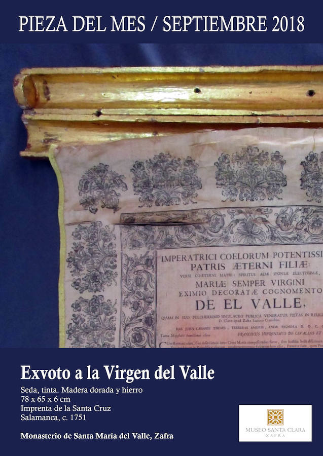 El Exvoto a la Virgen del Valle es la pieza del mes de septiembre