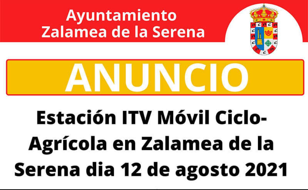 Una estación ITV móvil ciclo - agrícola se instalará en Zalamea de la Serena el 12 de agosto