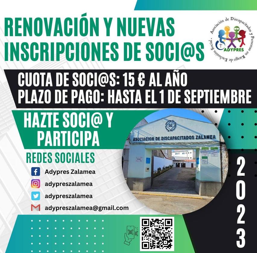 Adypres Zalamea abre el plazo para las renovaciones e inscripciones de nuevos socios