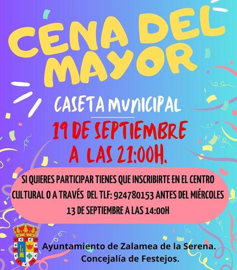 La 'Cena del mayor' se celebrará el 19 de septiembre