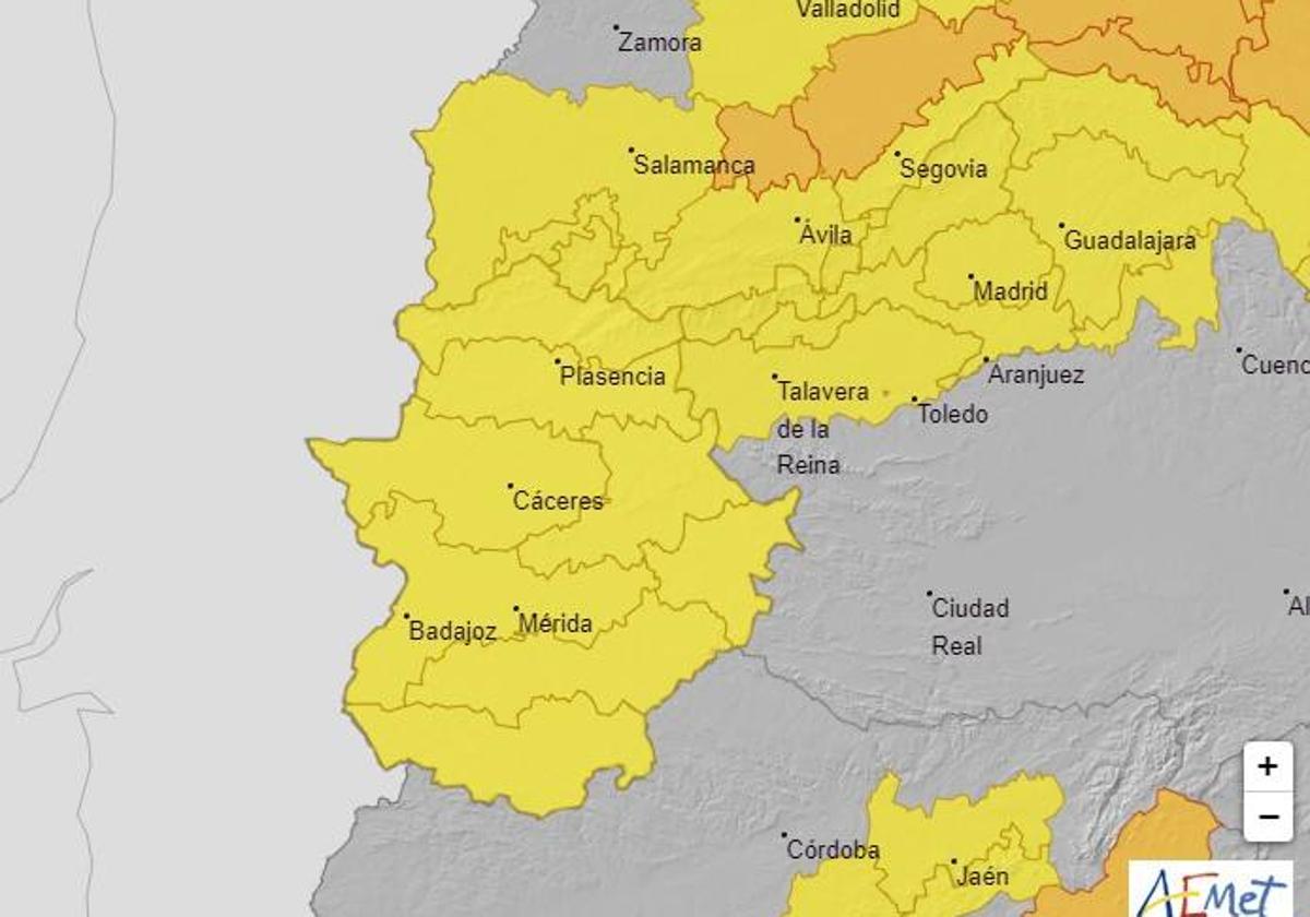 Alerta amarilla en toda Extremadura por lluvias