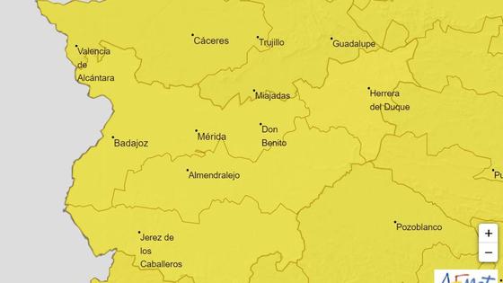 Toda Extremadura está en alerta amarilla por viento y lluvia