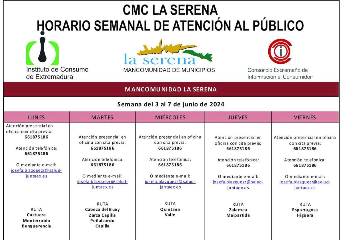 Horario del CMC La Serena para la semana