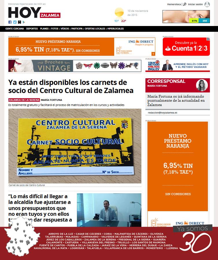 Aspecto que presenta la nueva web