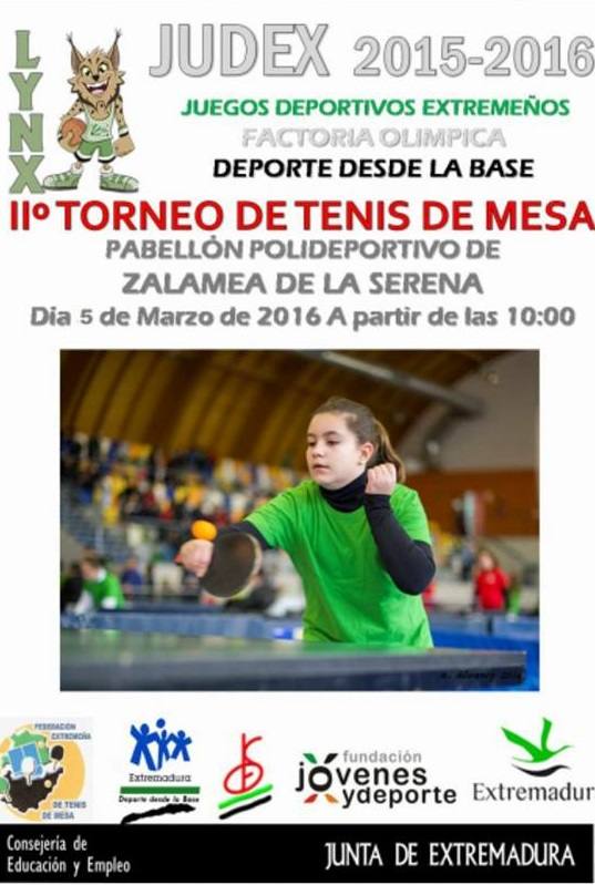 Zalamea recibirá a cerca de 300 deportistas en el II Torneo JUDEX de tenis de mesa