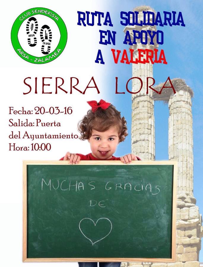 Arsa Zalamea organiza una ruta solidaria para ayudar a Valeria