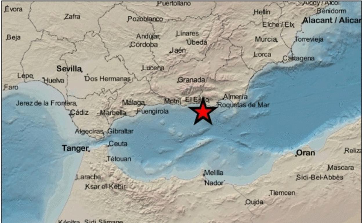 Lugar del epicentro del terremoto