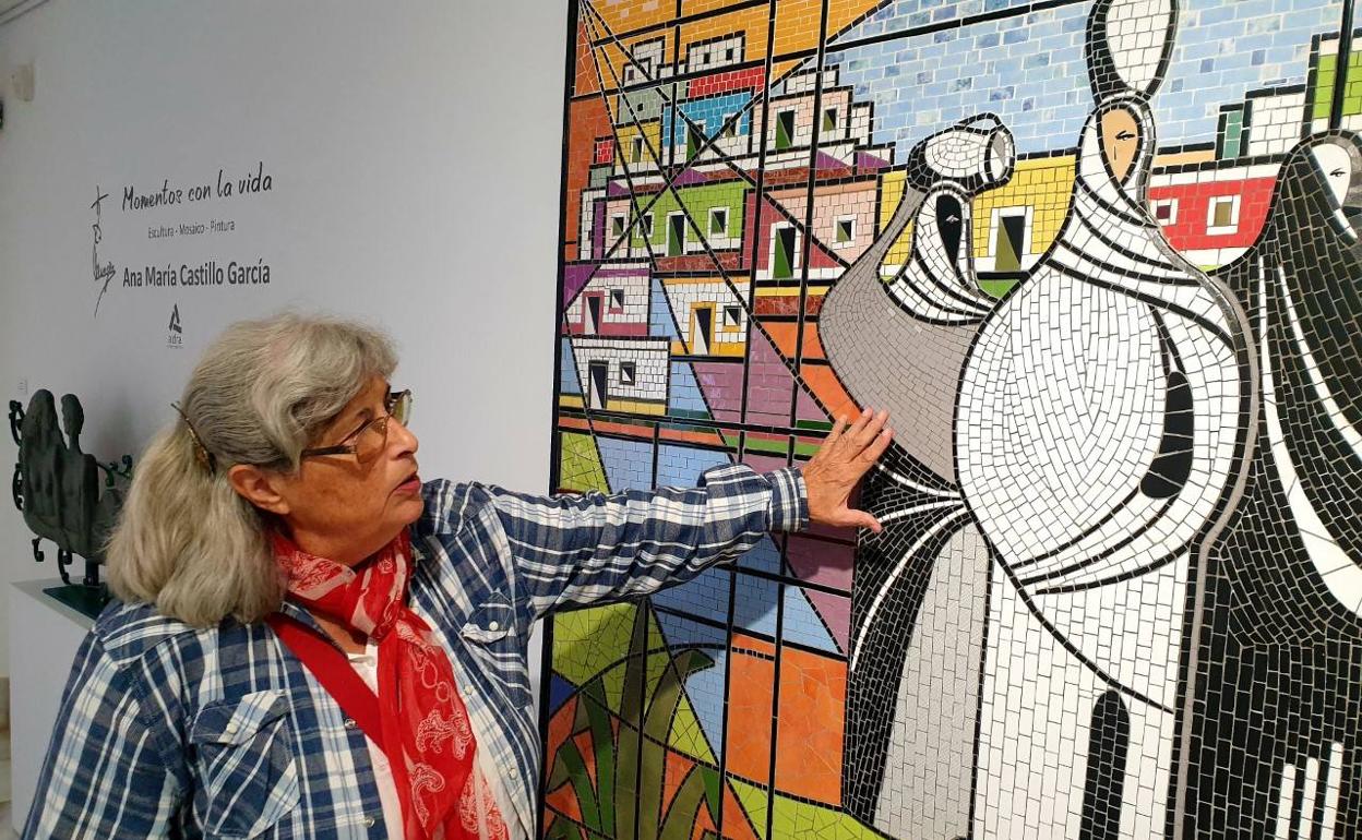 Las Mojaqueras, mosaico realizado por Ana María Castillo. 