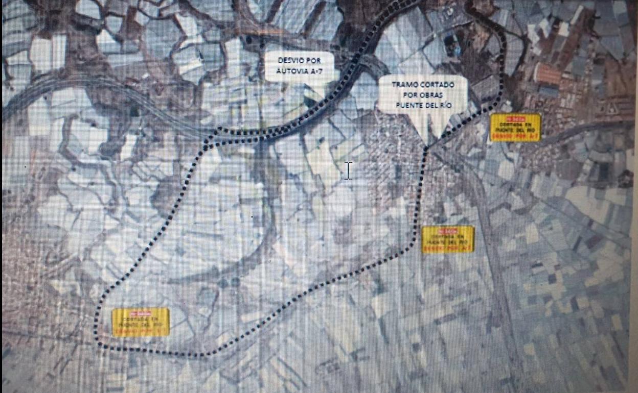 Desvíos en la nacional 340 a su paso por Puente del Río