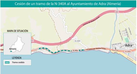 Adra adquiere la titularidad y conservación de un tramo de la nacional 340