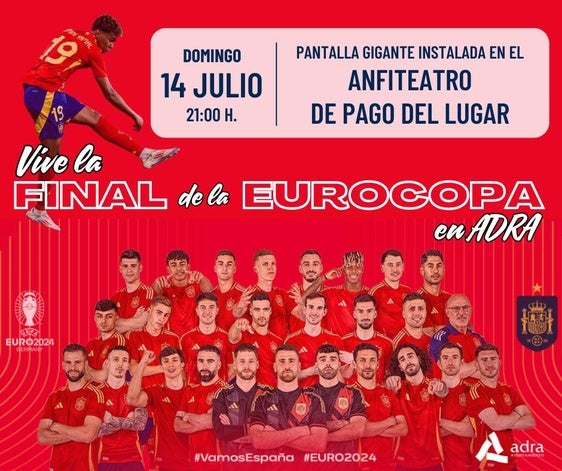 Adra invita a vivir la final de la Eurocopa en el Pago del Lugar