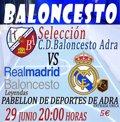 El Real Madrid ‘Leyendas’ de baloncesto jugará contra una selección de baloncesto de Adra el 29 de junio