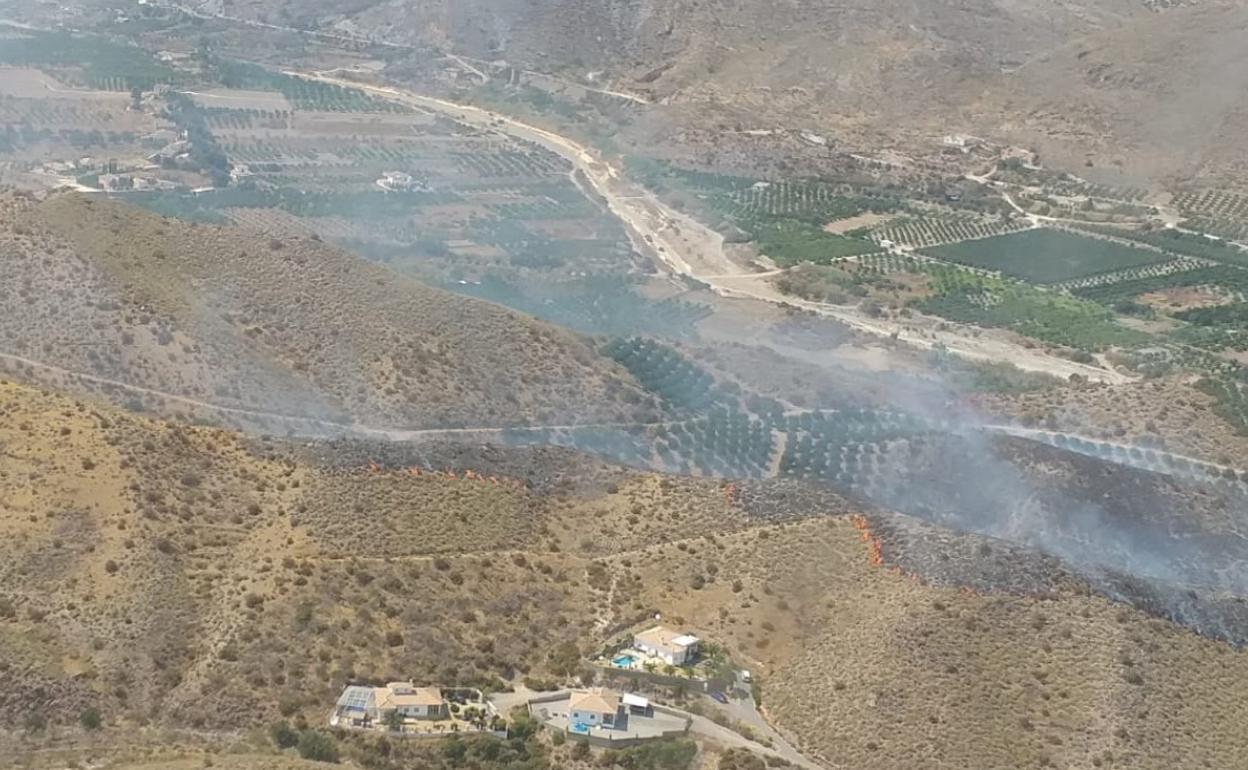Incendio forestal declarado en Cantoria este viernes.