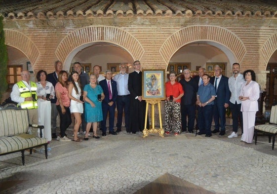 Los protagonistas de la velada en el Saliente, con el cartel de este año.