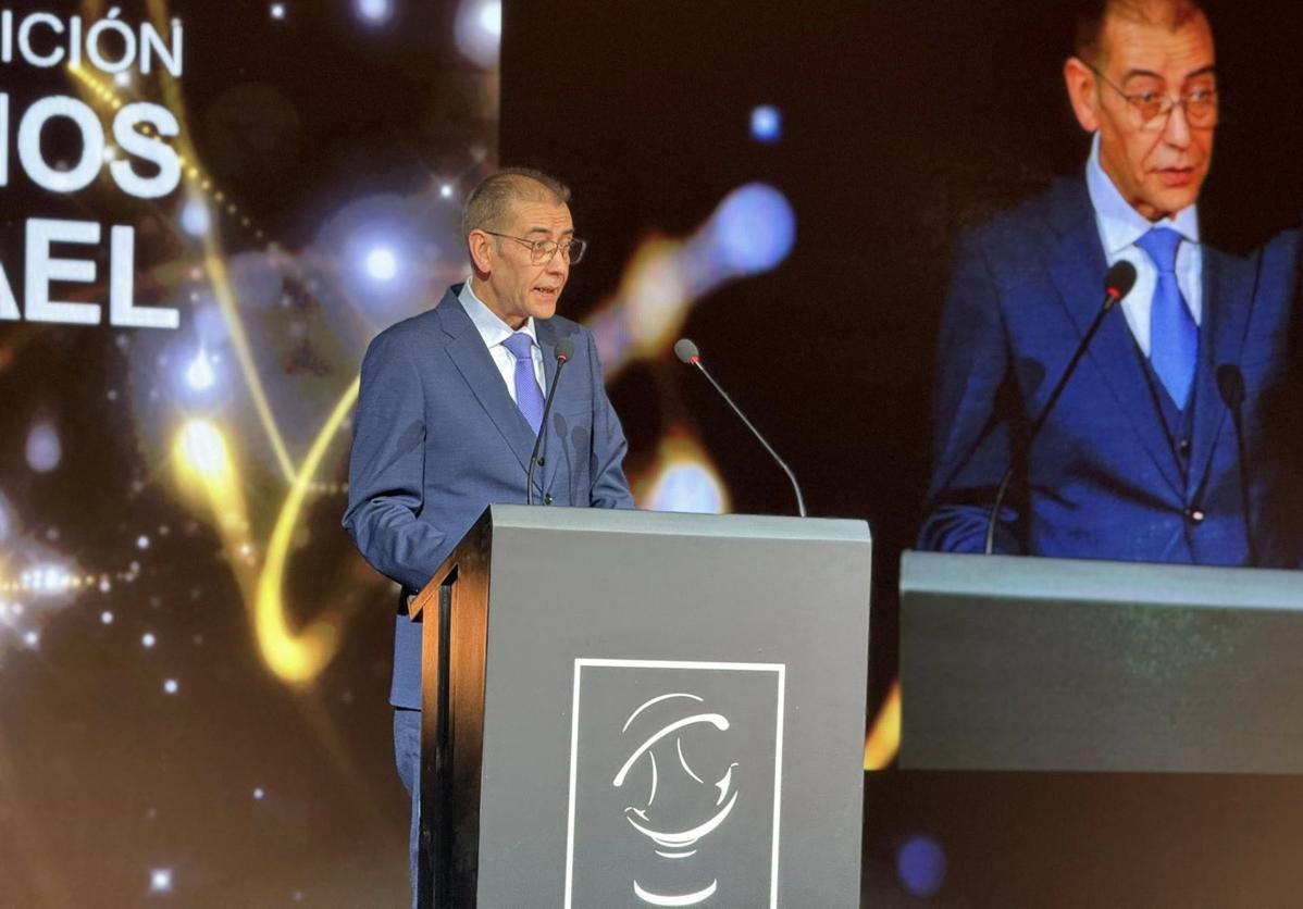 Jesús Posadas, presidente de AEMA, durante su intervención, el viernes, en los Premios del Mármol.