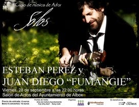 El ciclo de música de autor ‘Solos’ de Albox proseguirá su itinerario con el concierto de Juan Diego ‘Fumangie’ y Esteban Pérez el 28 de septiembre