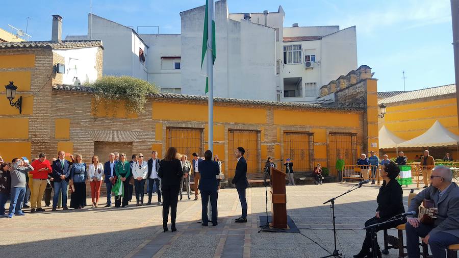 Izado de la bandera andaluza en el Palacio de los Niños de Don Gome. 