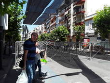 Escenario montado en la Corredera que albergará los conciertos. 