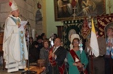 Amadeo Rodríguez durante la homilia hace dos años en el interior del Santuario. 