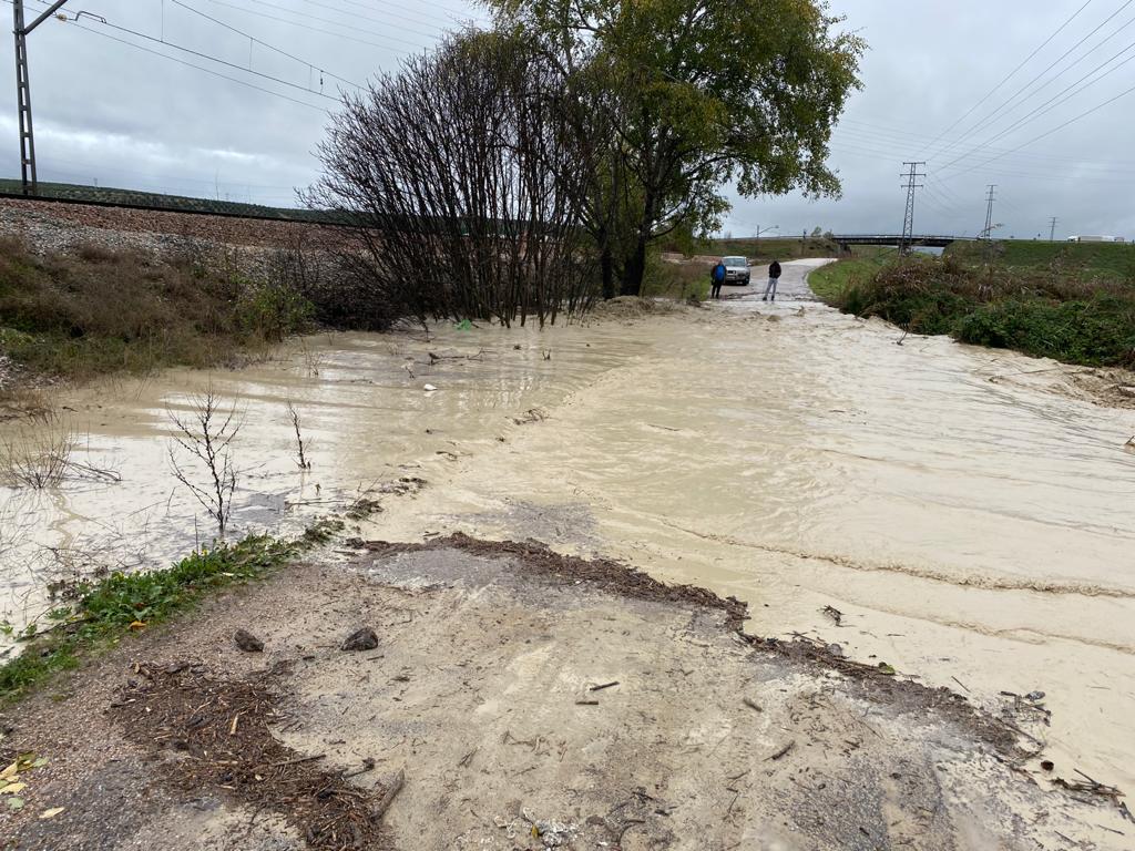 Cartera cortada en una de las lluvias recientes. 