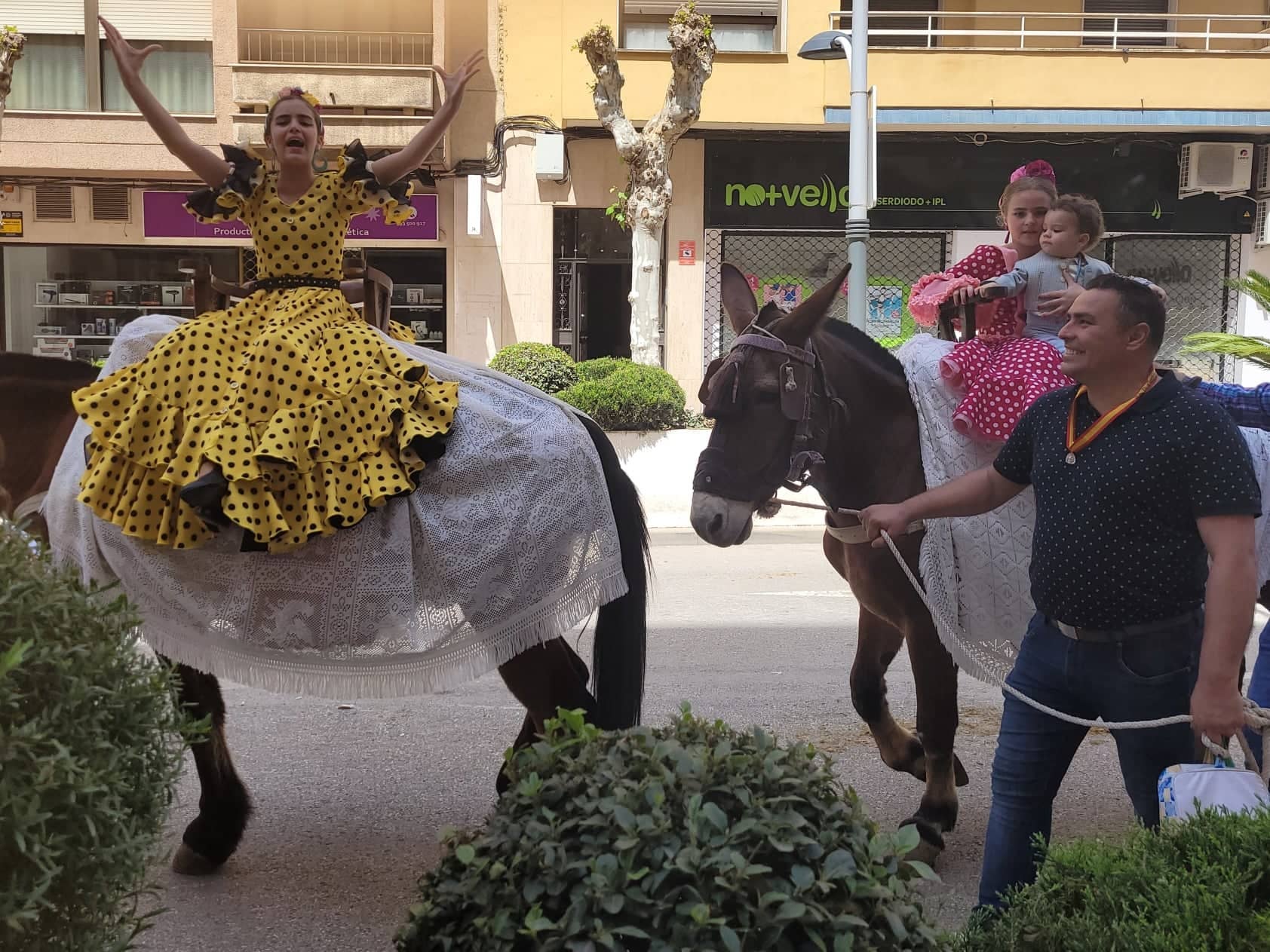 Jamuga ayer en el acto de bendición del caballo romero 