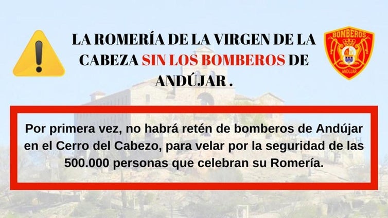 Los bomberos de Andújar deciden al final prestar sus servicios en romería