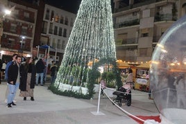 Árbol navideño ubicado en la Plaza del Camping, sede del mercadillo navideño.