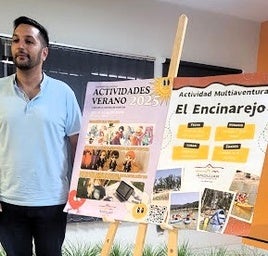 EMILIO RODRÍGUEZ POSA CON LOS CARTELES.