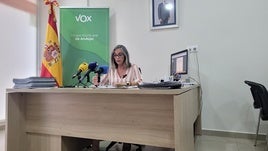 MARÍA PEINADO EN COMPARECENCIA DE ESTE MIÉRCOLES EN LA SEDE DE VOX.