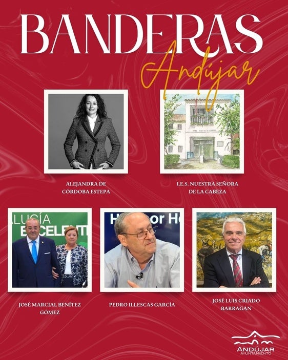 Las Banderas de Andújar subrayan el talento de personas e instituciones de la ciudad
