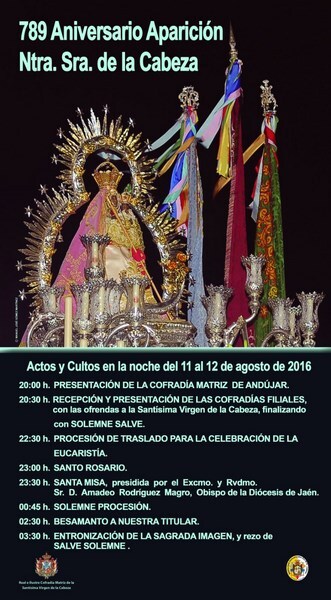 Imagen del cartel anunciador de los actos del 789 aniversario de la Aparición de la Virgen de la Cabeza.