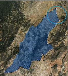 En un circulo la zona alterada propiedad de Castril