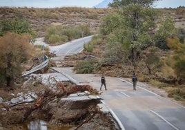 Destrozos en la carretera por el temporal.