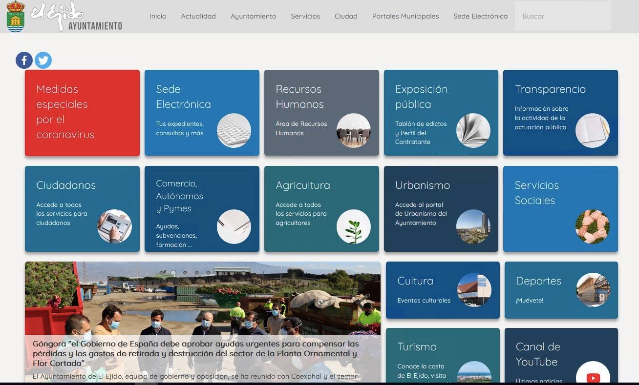 Portal web de El Ejido donde se aloja la sección para pymes y autónomos. 