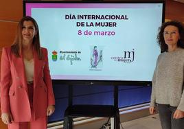 Delia Mira y María José Gómez, durante la presentación del programa del 8M.