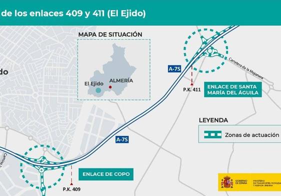 Aprobado el proyecto definitivo de trazado para mejorar dos enlaces de la autovía A-7 en El Ejido