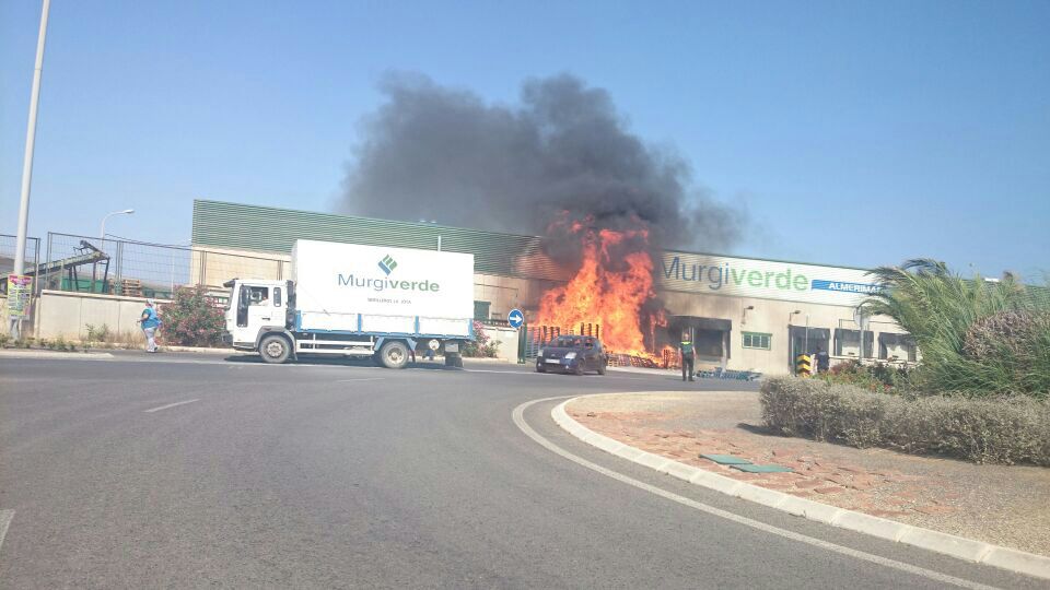 Incendio en la nave de Murgiverde de Almerimar