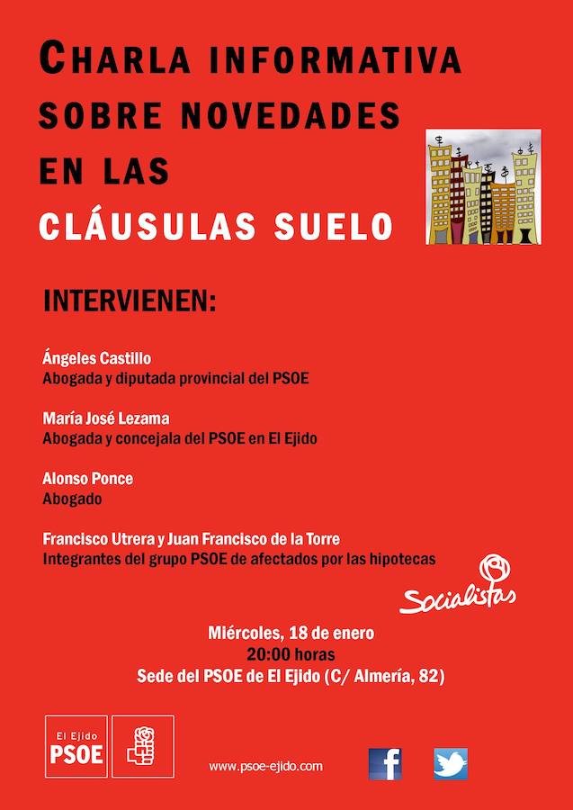 La sede socialista acoge el miércoles una charla sobre las novedades en las cláusulas suelo