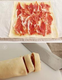 Imagen secundaria 2 - Caracolas de hojaldre con cabello y jamón